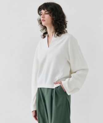 スーパーセール 半額タイムセール BEIGE，(ベイジ)の【洗える】RUE / スリットネックフォルム トップス