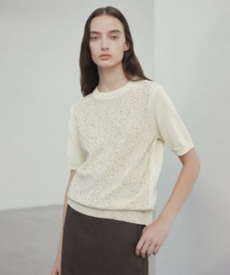 BEIGE 洗えるニット BEIGE，(ベイジ)の【洗える】FENNEL / コットンスパンコール半袖