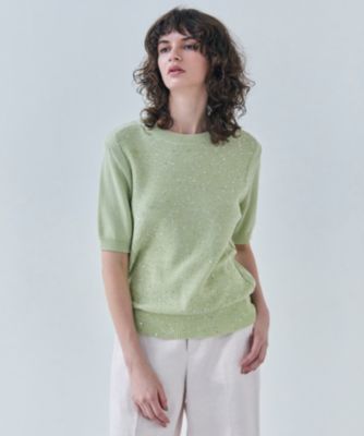 集英社HAPPY PLUS STOREBEIGE，（ベイジ）/【洗える】FENNEL / コットンスパンコール半袖ニット