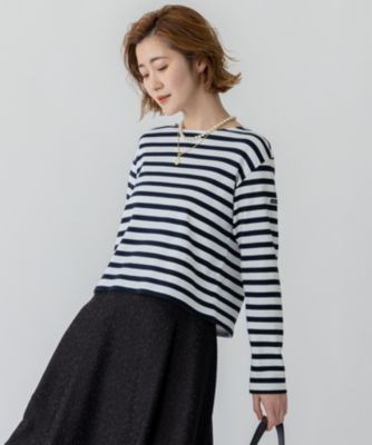 集英社HAPPY PLUS STORE23区 L（ニジュウサンク エル）/【CanCam４月号掲載/洗える】Armor-lux スムース バックボタン ボーダー カットソー