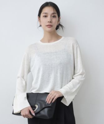 アイシービー 【洗える】 リネンレーヨンハイゲージ クロップドプルオーバー L ICB L(アイシービー エル)の【洗える】 リネンレーヨンハイゲージ