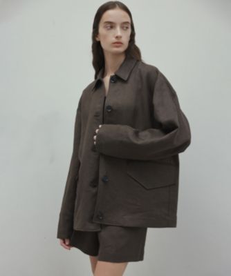 intoca ウールリネン（ヘンプ）コート ダークブラウン