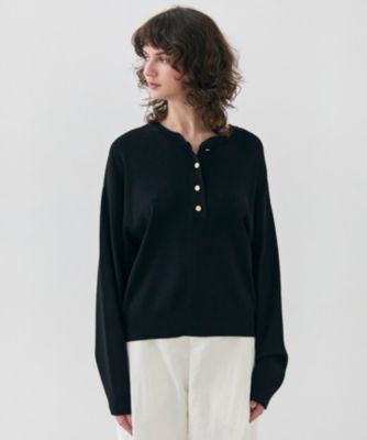集英社HAPPY PLUS STOREBEIGE，（ベイジ）/【洗える】LAURA / クルーネックボタンニットトップス