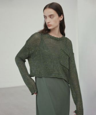 BEIGE, 【洗える】THYME / クルーネックコットンメッシュニット BEIGE，(ベイジ)の【洗える・STORY 6月号掲載】THYME / クルー
