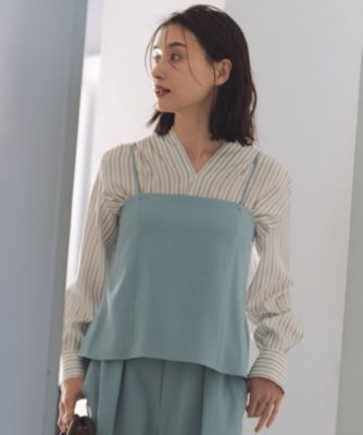 集英社HAPPY PLUS STORE自由区 L（ジユウク　エル）/【SHIHOさん着用・セットアップ対応・接触冷感・洗える】リネンライクシンセティックキャミ ビスチェ