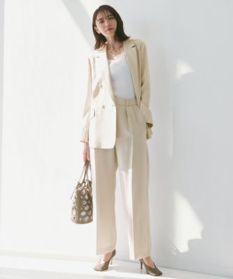 集英社HAPPY PLUS STORE自由区 L（ジユウク　エル）/【SHIHOさん着用･ｾｯﾄｱｯﾌﾟ対応･接触冷感･洗える】ﾘﾈﾝﾗｲｸｼﾝｾﾃｨｯｸﾜｲﾄﾞｽﾄﾚｰﾄ ﾊﾟﾝﾂ