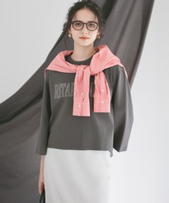 集英社HAPPY PLUS STORE23区 L（ニジュウサンク エル）/【SLOW/一部店舗限定】MVSコットン フレア袖 ロゴTシャツ