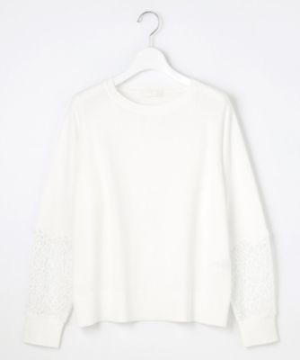 集英社HAPPY PLUS STORE自由区 L（ジユウク　エル）/【洗える】レースコンビ ニット