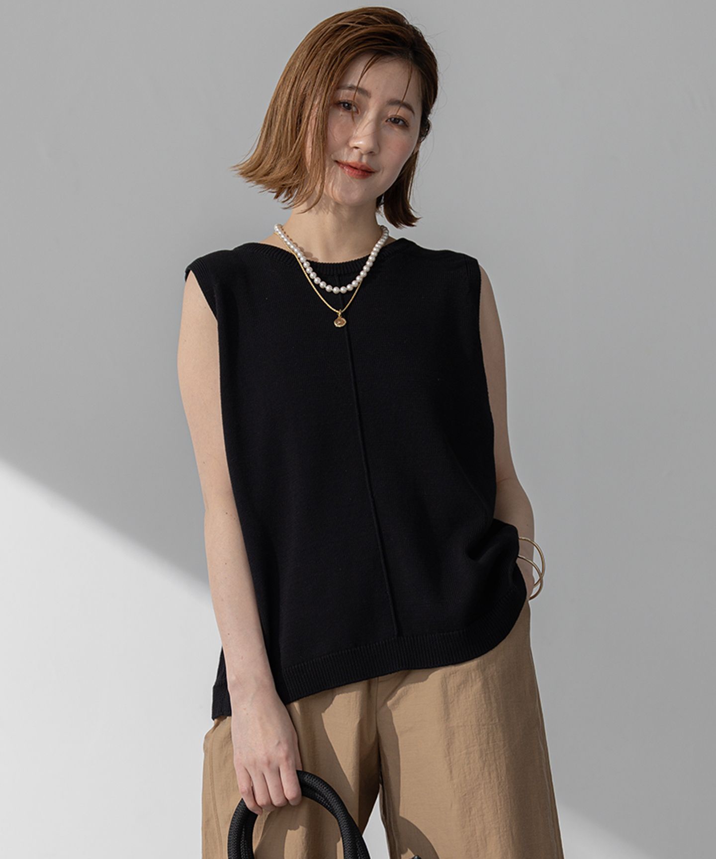 23区 L(ニジュウサンク エル)/【洗える】ツイストデザイン ノースリーブ ニット