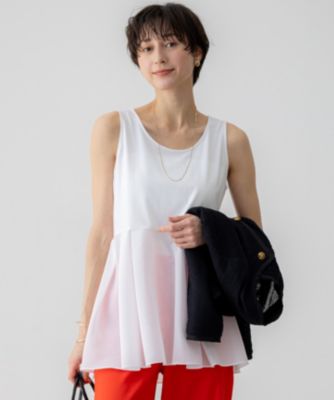 集英社HAPPY PLUS STORE23区（ニジュウサンク）/【洗える】ナチュラルコットンベア タフタコンビ タンクトップ