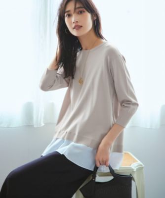 23区【洗える】レーヨンポリエス シャツコンビ ニット、23区ブラウス 23区(ニジュウサンク)の【洗える】レーヨンポリエステル