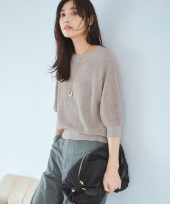 25SS／極美品 23区 ピュアリネン パフスリーブ ニット 杏さん着用 38 23区(ニジュウサンク)の【杏さん着用】ピュアリネン
