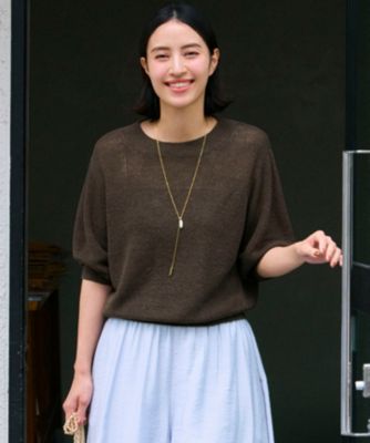 25SS／極美品 23区 ピュアリネン パフスリーブ ニット 杏さん着用 38 杏さん着用】ピュアリネン パフスリーブ ニット / 23区