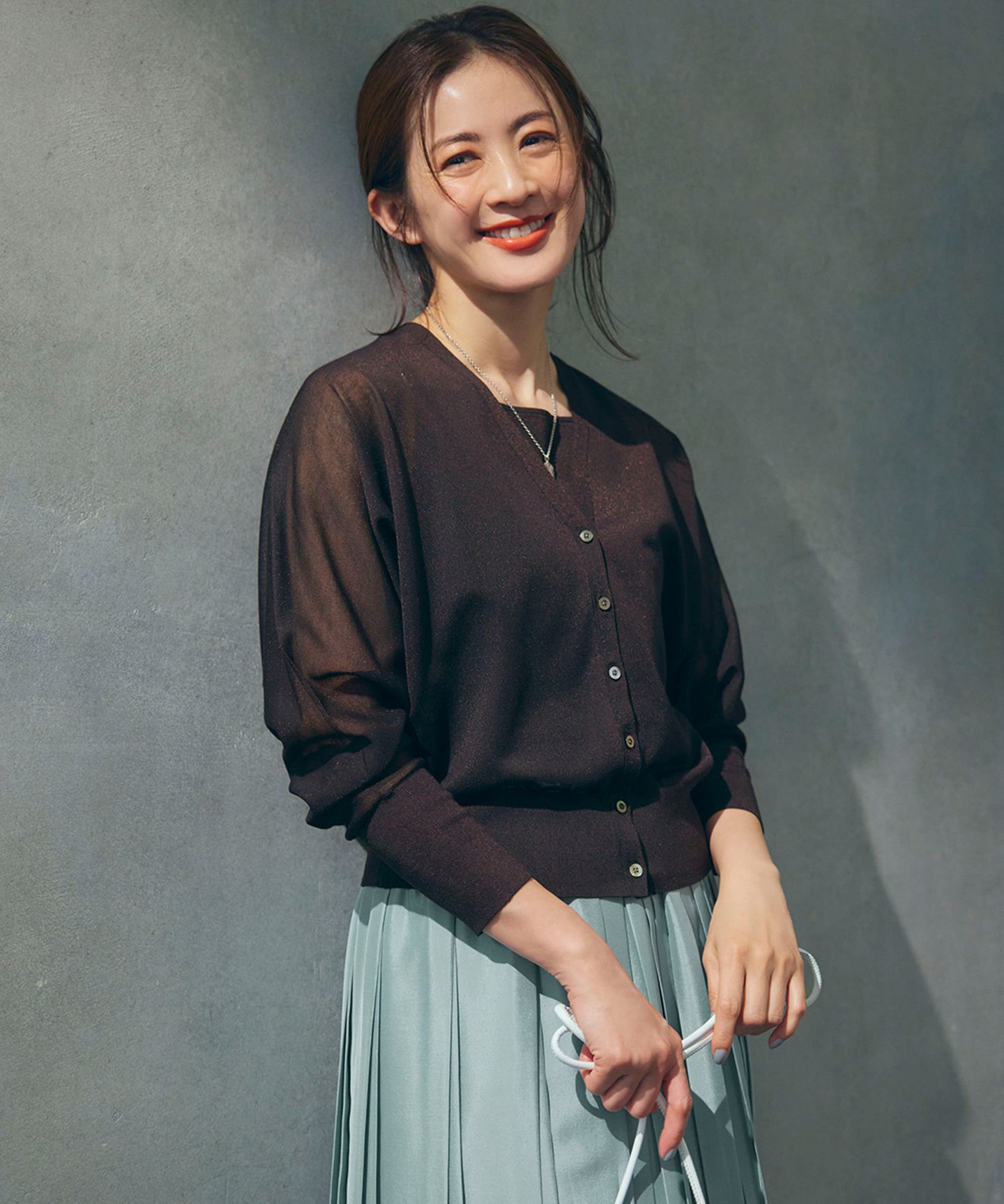 23区 S(ニジュウサンク エス)/【杏さん着用】シャイニーシアー ドルマンスリーブ カーディガン