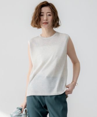 集英社HAPPY PLUS STORE23区 S（ニジュウサンク エス）/【新色追加/洗える】シャイニーシアー ノースリーブ ニット