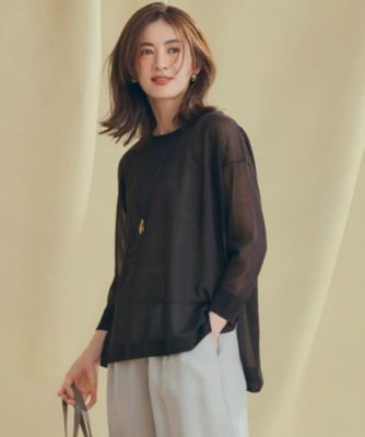 集英社HAPPY PLUS STORE23区 L（ニジュウサンク エル）/【洗える】シャイニーシアー ボートネック ニット
