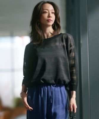 集英社HAPPY PLUS STORE23区 L（ニジュウサンク エル）/【洗える】シャイニーシアー ボートネック ニット