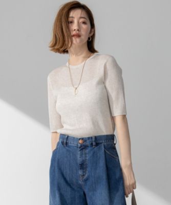 集英社HAPPY PLUS STORE23区 L（ニジュウサンク エル）/【洗える】シャイニーシアー リブ ニット