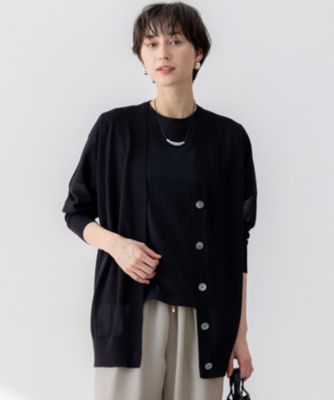 集英社HAPPY PLUS STORE23区 L（ニジュウサンク エル）/【新色追加/洗える】シャイニーシアー カーディガン