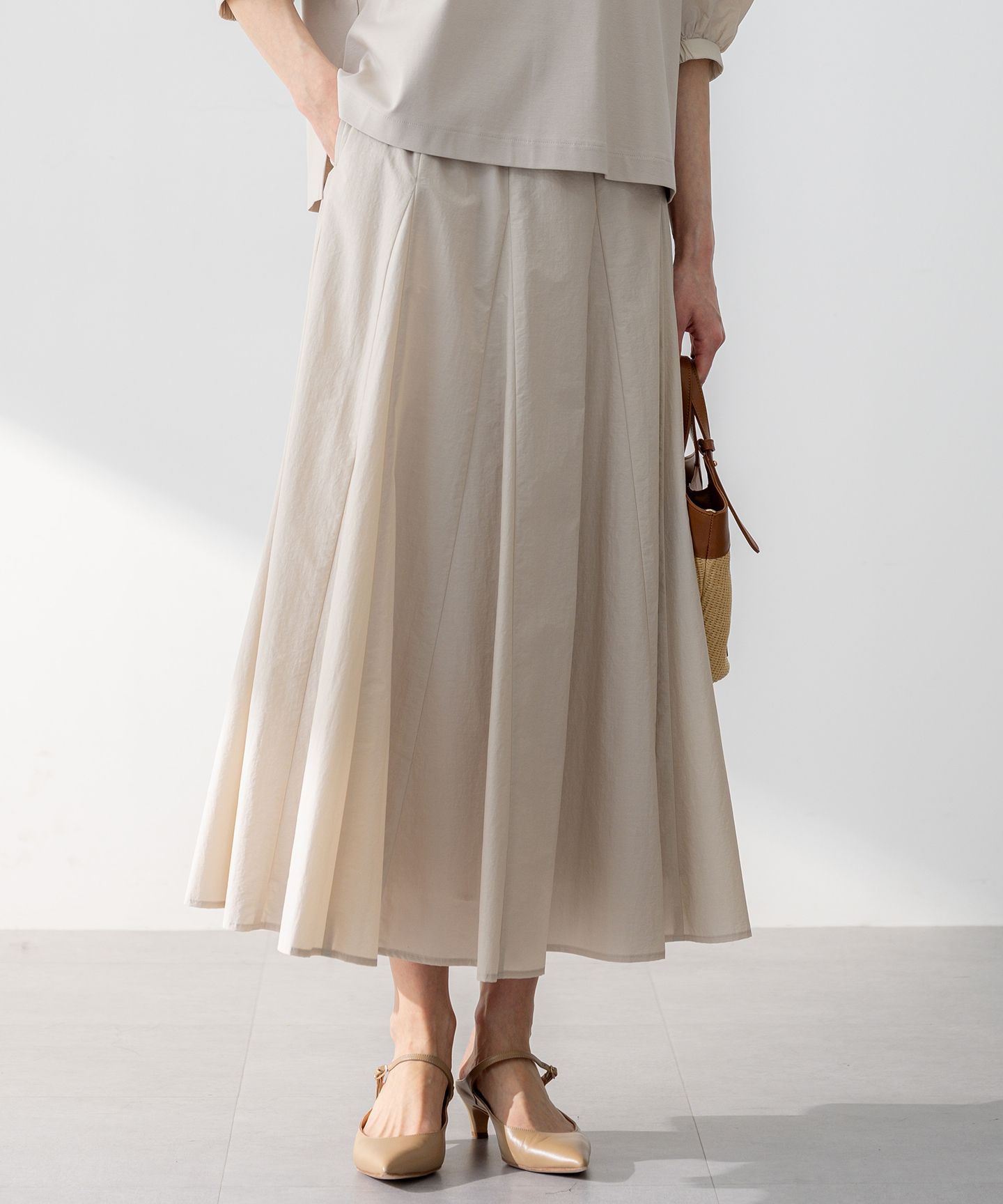 23区(ニジュウサンク)/【撥水加工/洗える】ナイロンコットンタフタ フレア スカート