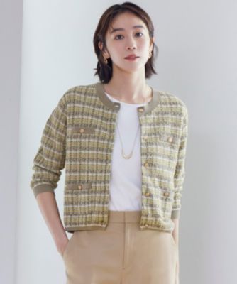 自由区　ミックスツイードニットカーディガン 自由区(ジユウク)の【洗える】カラーミックスツイードニット