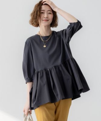 集英社HAPPY PLUS STORE23区 S（ニジュウサンク エス）/【GLOW8月号掲載/洗える】ランダムフリルジャージー ペプラム カットソー