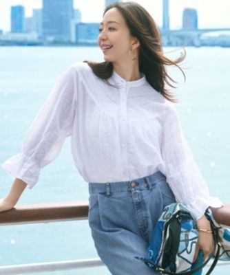 集英社HAPPY PLUS STORE23区（ニジュウサンク）/【洗える】カラミ ストライプ  切り替え ブラウス