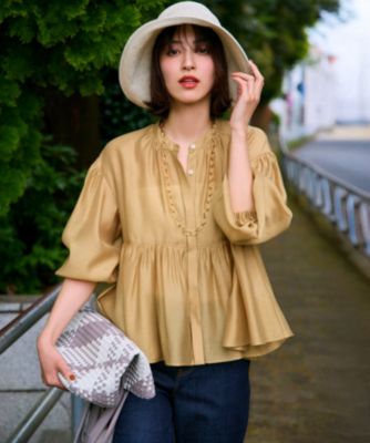 新品23区44 今期のもの　ソフトオーガンジーボリュームブラウス 23区(ニジュウサンク)の【WEB&一部店舗限定カラーあり】ソフト