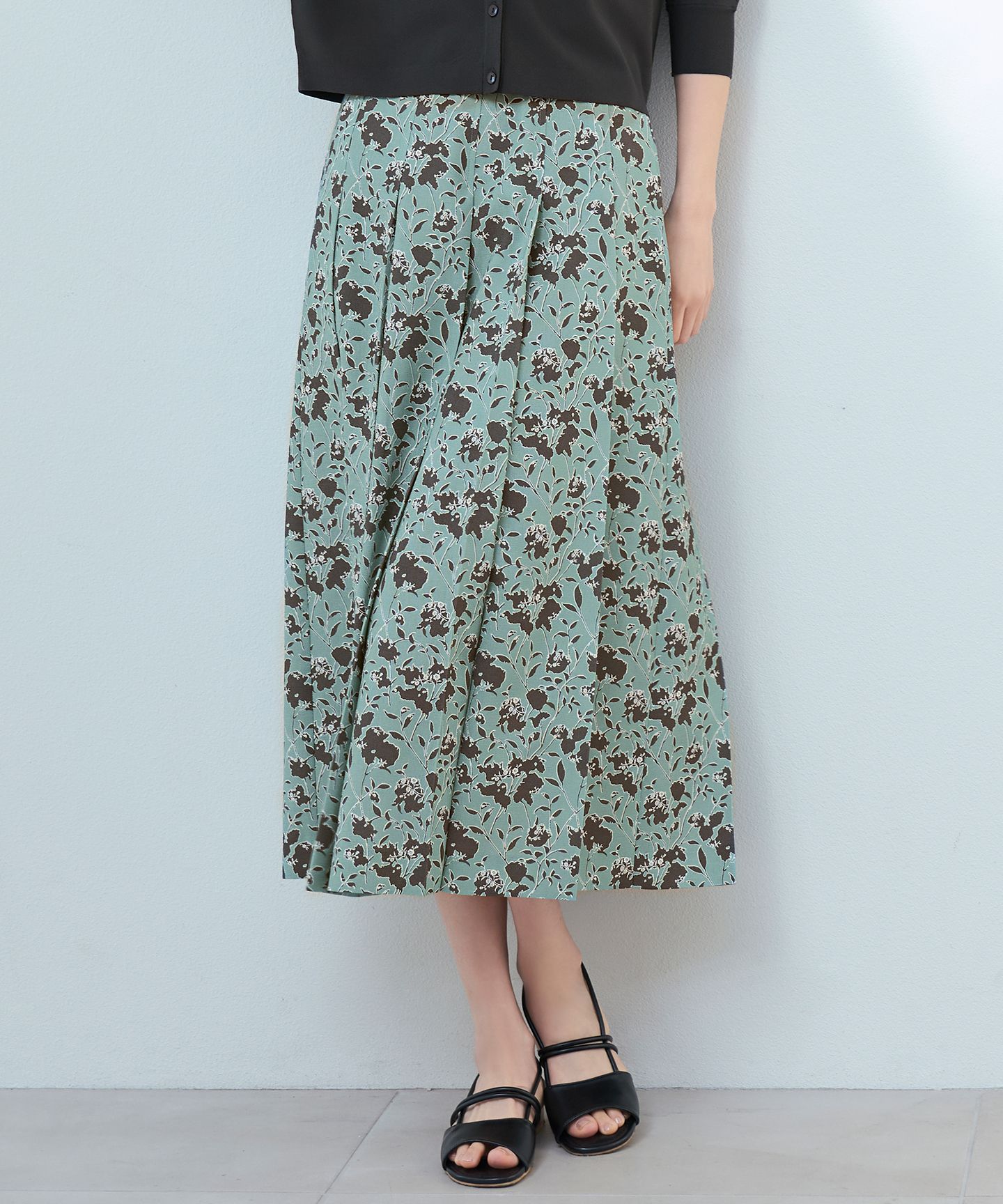 自由区(ジユウク)/【SHIHOさん着用・洗える】リネンライクフラワープリント スカート