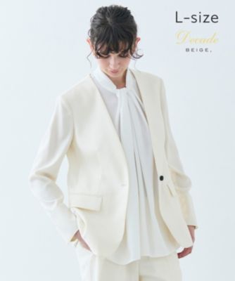 【NEW限定品】 BEIGE，(ベイジ)の【洗える・L-size】CAROLE / リネンライクノー ジャケット・アウター