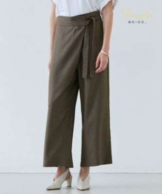 集英社HAPPY PLUS STOREBEIGE，（ベイジ）/【洗える】CAROLE / リネンライクラップワイドパンツ