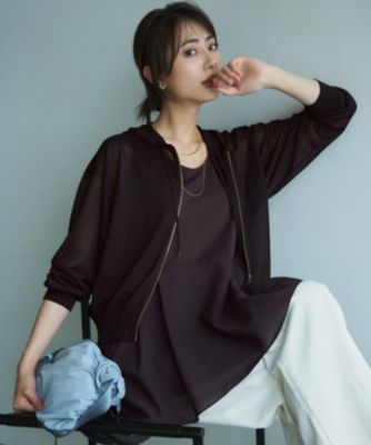 集英社HAPPY PLUS STORE23区 S（ニジュウサンク エス）/【洗える】シャイニーシアー ニット パーカー