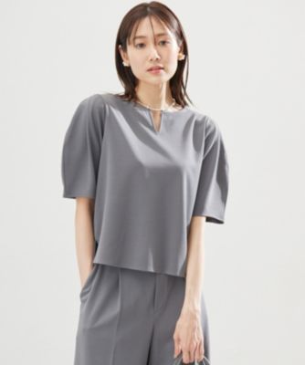 集英社HAPPY PLUS STORE組曲（クミキョク）/【WEB限定・接触冷感・UVケア・吸水速乾】ジョーゼットジャージーランタンスリーブ5分袖 ブラウス