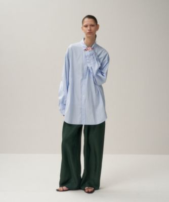 ATON 白SILK LINEN エイトン ワイドカジュアルワークパンツ ATON(エイトン)のNATURAL DYED SILK TWILL | イージーワイド