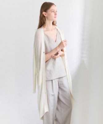 BEIGE，(ベイジ)の【洗える】OPTICAL / ペーパーヤーンVネックロング  