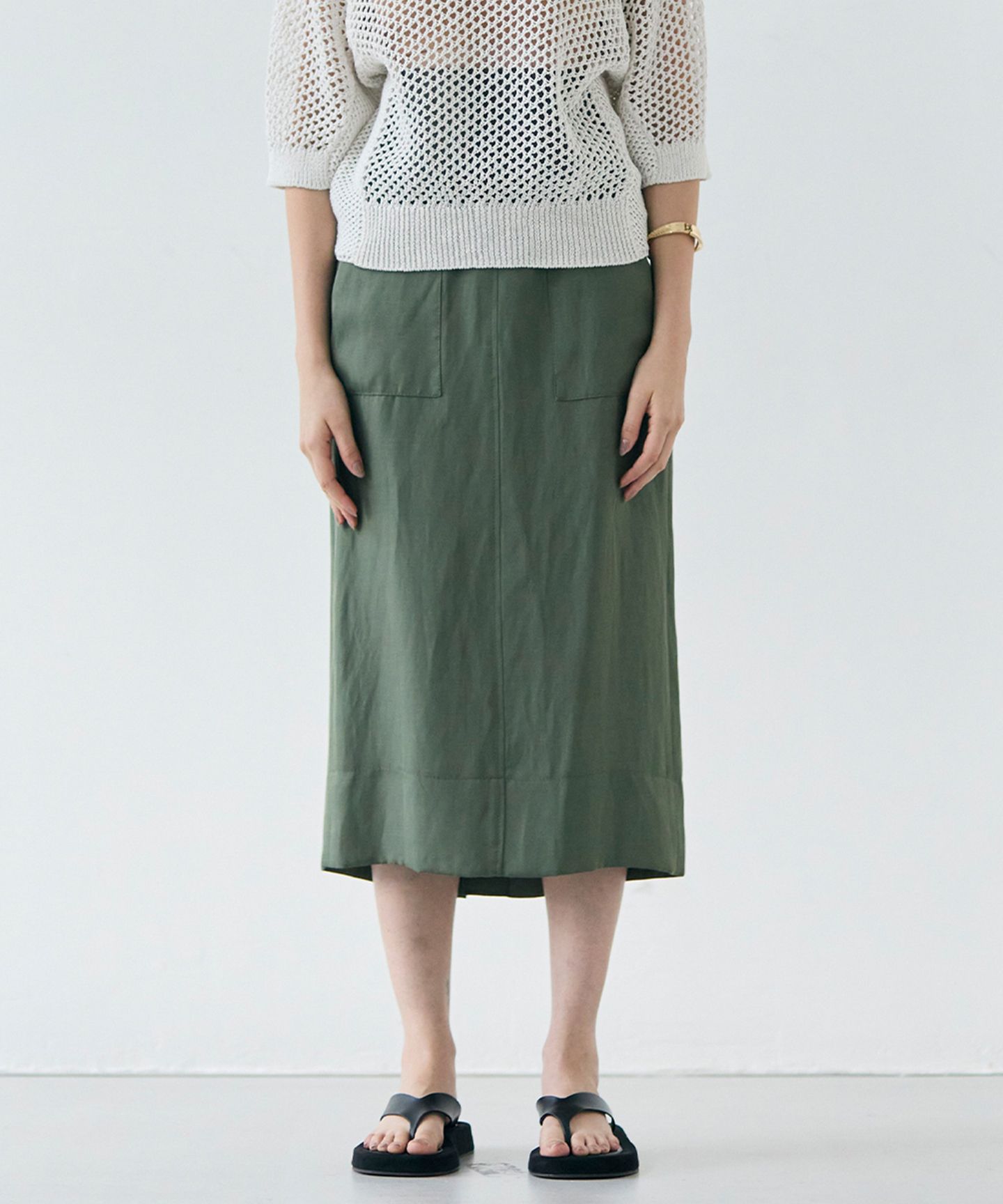 BEIGE，(ベイジ)/【洗える】BERNARD / リネンアウトポケットハイウエストスカート