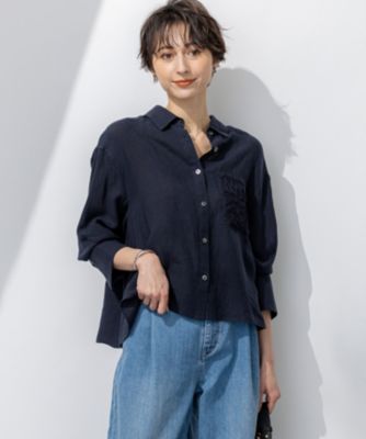 23区 L(ニジュウサンク エル)の【洗える】LIBECO クロップド シャツ 