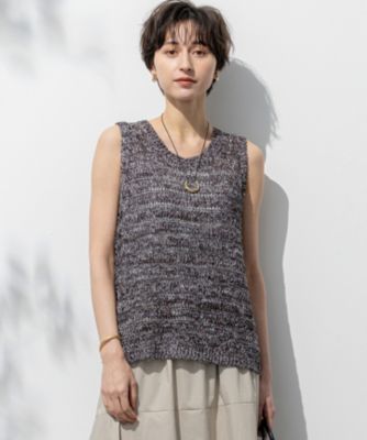 集英社HAPPY PLUS STORE23区（ニジュウサンク）/【洗える】テープミックススカシ ノースリーブ ニット