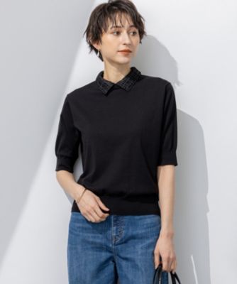 集英社HAPPY PLUS STORE23区 S（ニジュウサンク エス）/【洗える】Brocheチェック レース付け襟 ニット