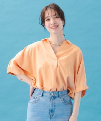 集英社HAPPY PLUS STOREANY（エニィ）/【新色追加/洗濯機可/接触冷感/UVケア】スキッパーネック袖タックブラウス