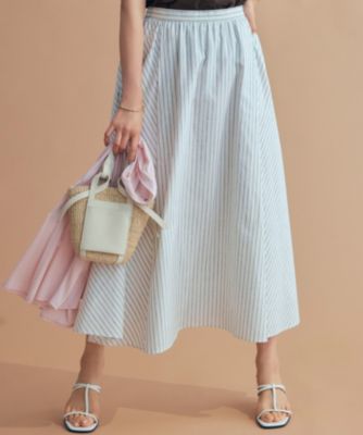 集英社HAPPY PLUS STORE23区 L（ニジュウサンク エル）/【洗える】リネンコットンストライプ ギャザー スカート