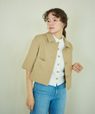 #Newans〈花乃まりあさんコラボ〉クロップドシャツジャケット Newans(ハッシュニュアンス)の【シワになりにくい】〈花乃まりあ