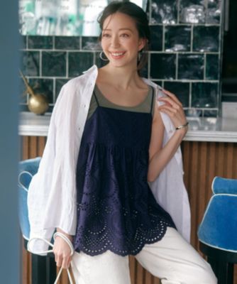 集英社HAPPY PLUS STORE23区 L（ニジュウサンク エル）/【洗える】コットンエンブロイダリー キャミソール