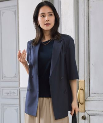 自由区　洗えるハーフスリーブ　ジャケット 自由区｜【洗える】ハーフスリーブ ジャケット | Rakuten
