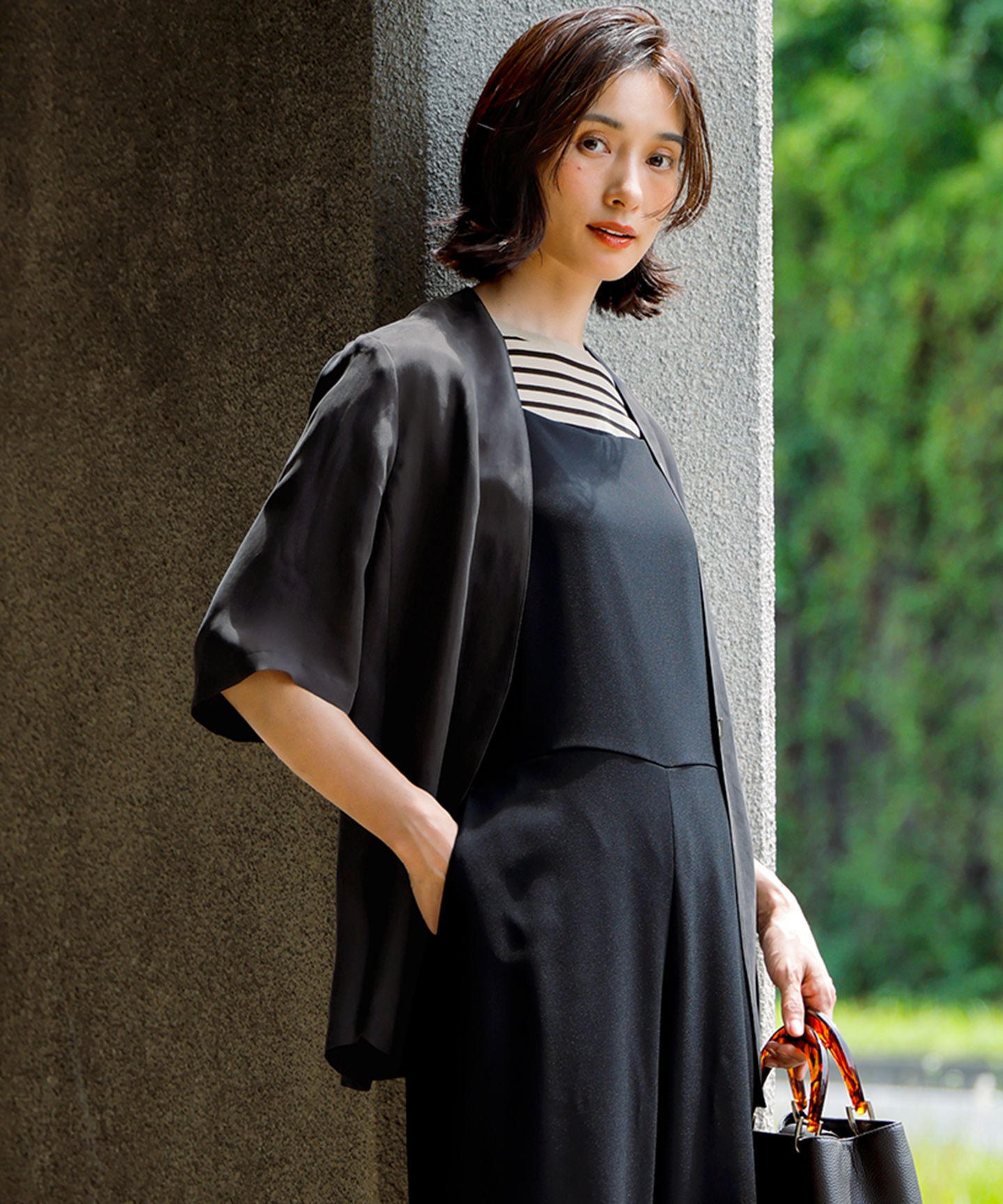 23区 L(ニジュウサンク エル)/【接触冷感性/洗える】フィブリルツイル ハーフスリーブ ジャケット