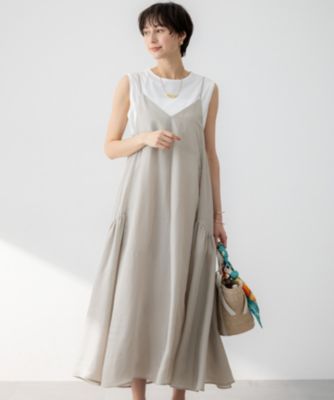 集英社HAPPY PLUS STORE23区 L（ニジュウサンク エル）/【杏さん着用/接触冷感性】フィブリルツイル キャミソールフレアワンピース