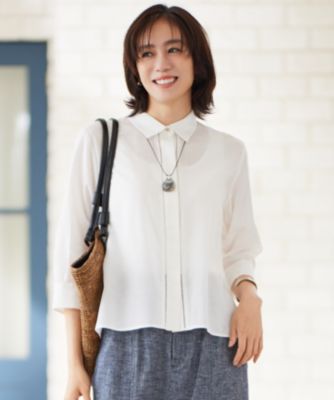 集英社HAPPY PLUS STORE自由区（ジユウク）/【接触冷感・吸水速乾・洗える】ナチュラルリネンクロップド丈 シャツ
