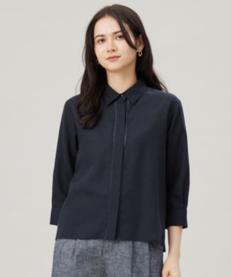 集英社HAPPY PLUS STORE自由区（ジユウク）/【接触冷感・吸水速乾・洗える】ナチュラルリネンクロップド丈 シャツ