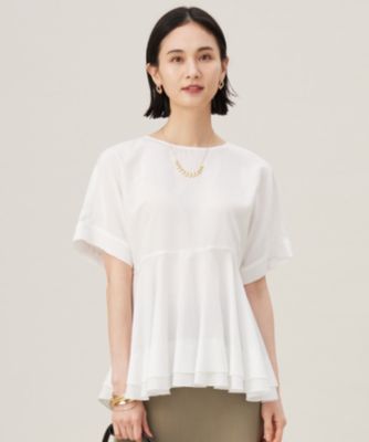 自由区 L(ジユウク エル)の【洗える】ソフトリネンペプラム ブラウス