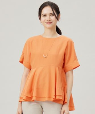 集英社HAPPY PLUS STORE自由区 L（ジユウク　エル）/【洗える】ソフトリネンペプラム ブラウス